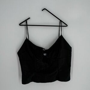 Aya Muse Pisa Faux Leather Black Top